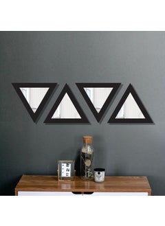 Creative Arts n Frames Creative Arts n Frames Self Adhesive Wooden Decorative Wall Framed Mirror Set of 4 Triangular Shape for Home Office Wall Living Room Bedroom Lobby Decoration 10x10inch Classic Black  - Image 2