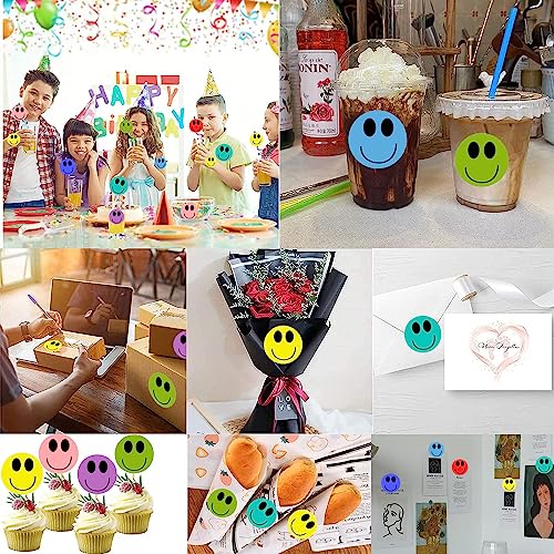 SMARSTICKER Color Yellow Happy Face Stickers - 2" Round Circle Christmas Teacher Kids Reward Labels - 500 Total Smiling Stickers - Image 4