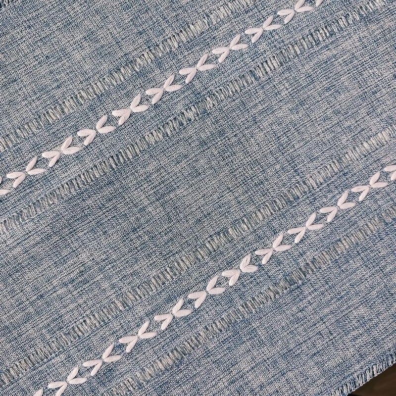 Utobanh Bedside Table Cloth with Tassel Small Table Cover for Nightstand,Bedside Table TV Microwave (Grey Blue, 17.7 * 39.4inches) - Image 5