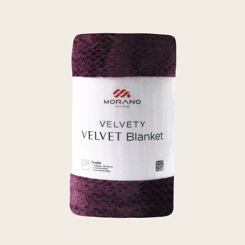 MORANO Velvet Soft Blanket | Double Size 220x240 cm | Plush Checkers Texture 310 gsm | Color - Classic Burgundy | Ideal for Beds, Sofa or Travel - Image 4