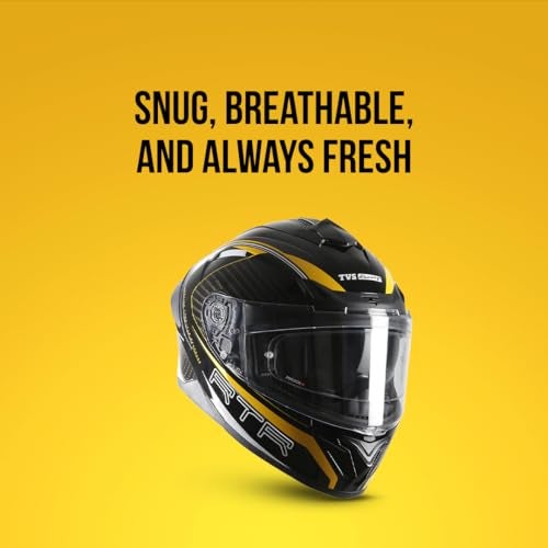 TVS Racing Hurricane Series Full Face Dual Visor Helmet for Men | Premium Bike Helmets with ABS Shell | Quick Release System | Aerodynamic Design | ECE, DOT & ISI Certified (Yellow, L) - Image 4