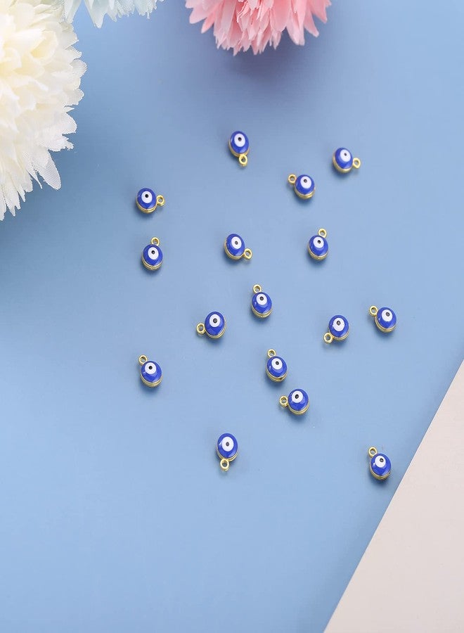 HERZWILD 50Pcs Blue Lucky Eye Turkish Beads Evil Eye Beads 6mm Spacer Bead Mixed Mini One Hole Connectors Evil Eyes Charms for DIY Bracelet Earring Necklace Crafts Making(Blue) - Image 4