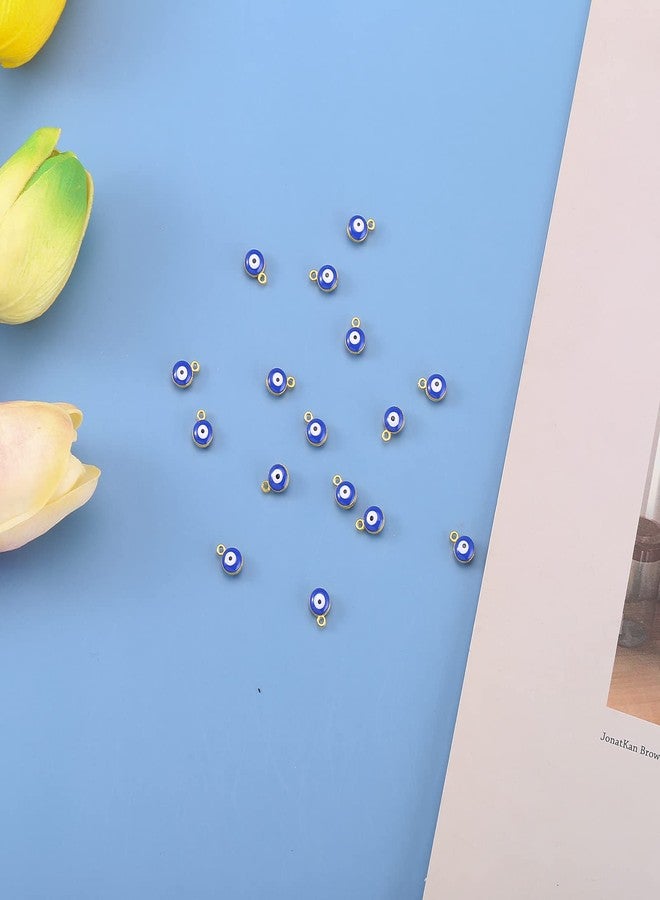 HERZWILD 50Pcs Blue Lucky Eye Turkish Beads Evil Eye Beads 6mm Spacer Bead Mixed Mini One Hole Connectors Evil Eyes Charms for DIY Bracelet Earring Necklace Crafts Making(Blue) - Image 3