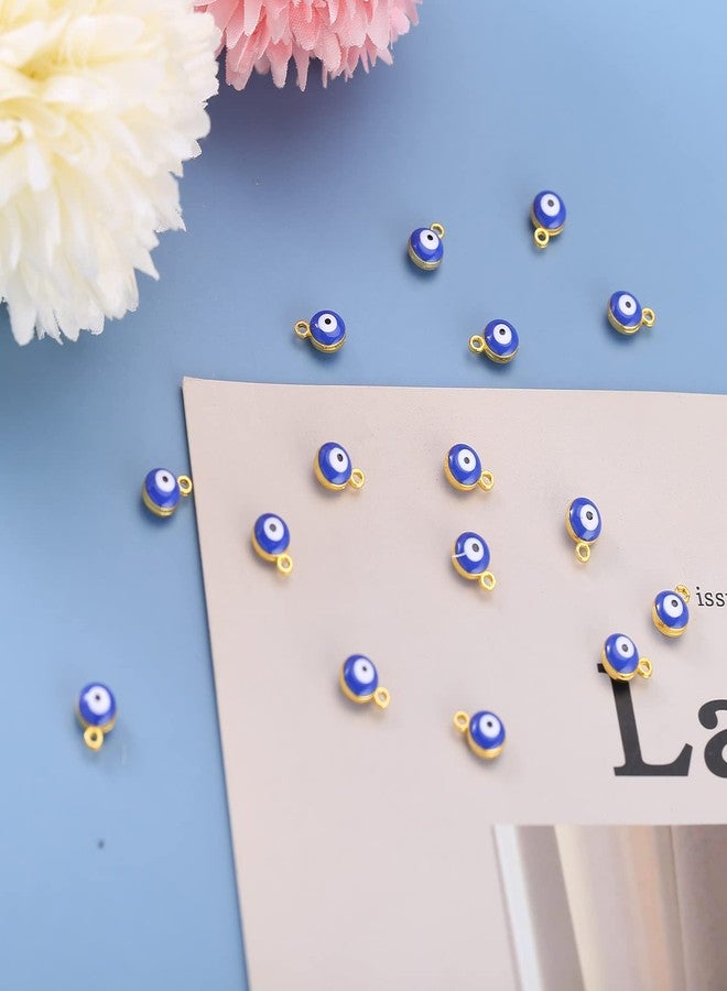 HERZWILD 50Pcs Blue Lucky Eye Turkish Beads Evil Eye Beads 6mm Spacer Bead Mixed Mini One Hole Connectors Evil Eyes Charms for DIY Bracelet Earring Necklace Crafts Making(Blue) - Image 5