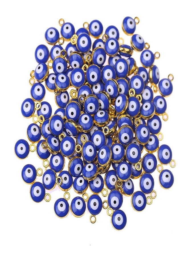 HERZWILD 50Pcs Blue Lucky Eye Turkish Beads Evil Eye Beads 6mm Spacer Bead Mixed Mini One Hole Connectors Evil Eyes Charms for DIY Bracelet Earring Necklace Crafts Making(Blue) - Image 1