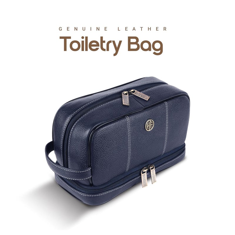 HAMMONDS FLYCATCHER Genuine Leather Toiletry Kit Bag For Men,Blue|Leather Dopp Kit 11Cms|Toiletry Bag|Shaving Kit Bag|Travel Toiletry Bag|Grooming Kit Organizer|Hand Stitched Vanity Case,Free Size - Image 2