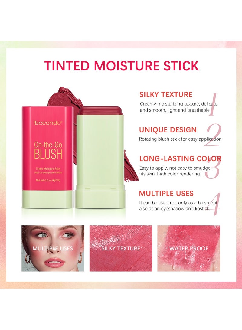 آي بي سي سي سي أن دي سي Blush Stick ، كريم أحمر الخدود لشفاه عيون الخدين ، أحمر الخدود الطبيعي مع مقاوم للماء مقاوم للعرق ، عصا صلبة ملونة مع مكياج طويل الأمد عاري متعدد الاستخدامات أحمر الخدود الكريمي - Image 2