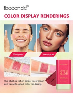 ibcccndc Blush Stick, Blush Cream for Cheeks Eyes Lips,Blush in Natural with Waterproof Sweat-Resistant, Tinted Solid Stick with Long Lasting, Nude Makeup Multi-Use Color Stick Creamy Blush  - Image 5