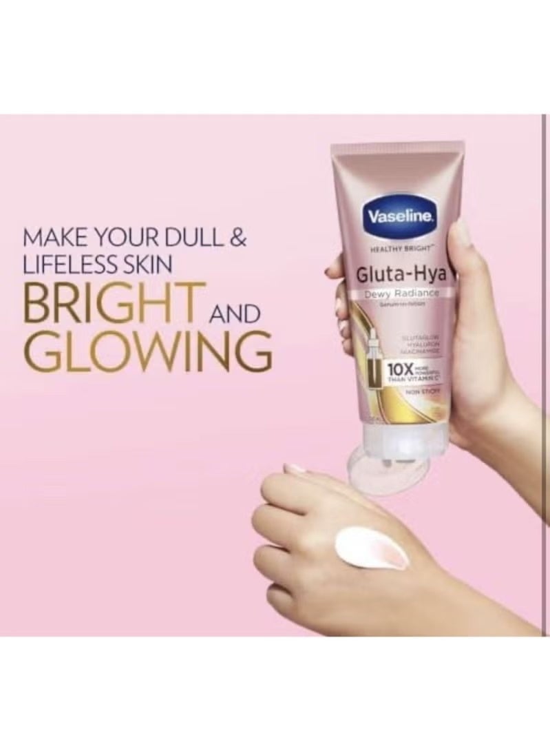 Vaseline Gluta-Hya Dewy Radiance Lotion for Face & Body | Gives Brighter Skin | Glutathione & Niacinamide Infused Moisturizer, 300ml. - Image 4