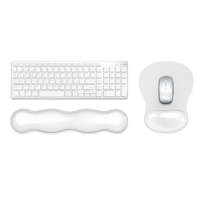 KEPUTAIER Gel Keyboard & Mouse Wrist Rest Set, Ergonomic Keyboard and Mouse Pad with Wrist Support Typing Pain Reliefï¼ŒSuitable for Office/Computer/Laptop/Gamingï¼ˆWhite Set ï¼‰ - Image 1