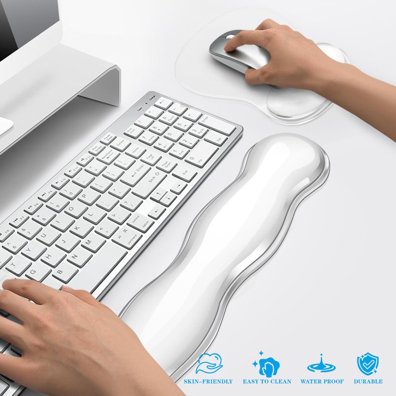 KEPUTAIER Gel Keyboard & Mouse Wrist Rest Set, Ergonomic Keyboard and Mouse Pad with Wrist Support Typing Pain Reliefï¼ŒSuitable for Office/Computer/Laptop/Gamingï¼ˆWhite Set ï¼‰ - Image 4