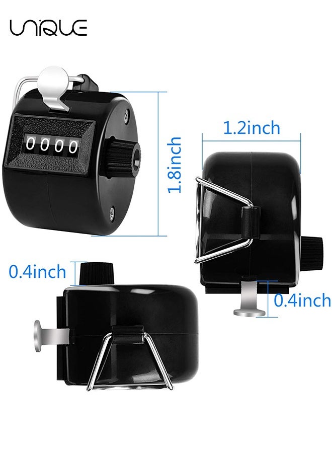 Unique - 2 Pack Hand Tally Counter 4 Digital Mechanical Palm Click Counter with Finger Ring, for Sport Stadium Coach Referees Row School Event (Black and White) - Image 1