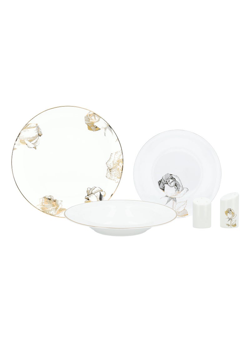 La Mesa 20Pcs Porcelain Dinner Set Serve 6 Person Gold Roses Pattern - Image 1