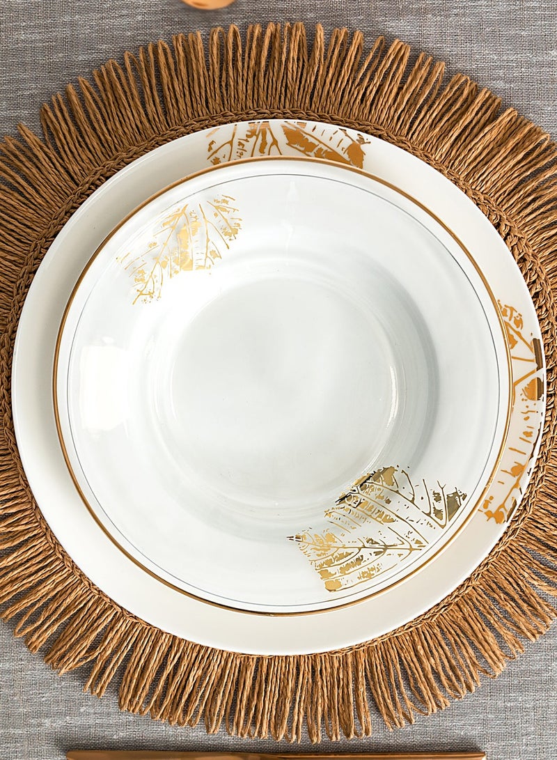 La Mesa 20Pcs Porcelain Dinner Set Serve 6 Person Gold Roses Pattern - Image 2