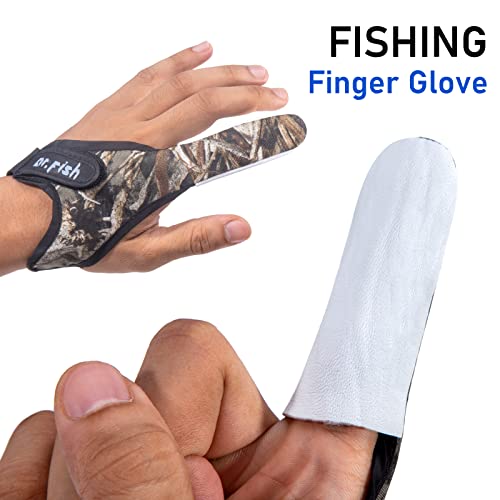 Dr.Fish 2 Pieces Fishing Gloves Casting Finger Stall Protector Anti-Slice Saltwater Trolling Surf Fishing Braid Line Anti-Slip Cooftable Woolen Size L - Image 3