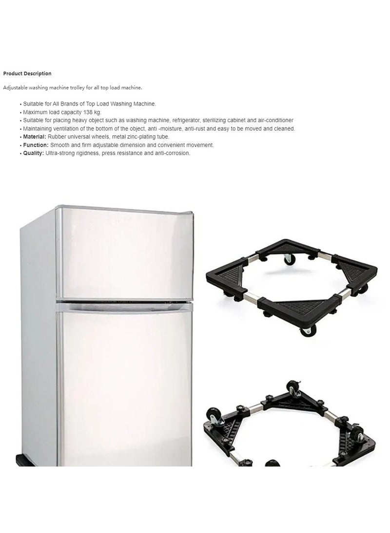 BLOOMING TIME Stainless Steel Washing Machine And Refrigerator Stand with adjustable wheels (60*60-80*80cm) - Image 2