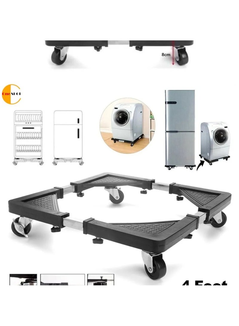 BLOOMING TIME Stainless Steel Washing Machine And Refrigerator Stand with adjustable wheels (60*60-80*80cm) - Image 3