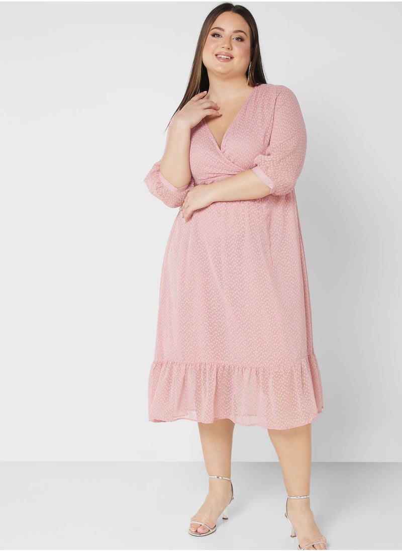 Ella Plus - Textured Detail Fit & Flare Dress - Image 1