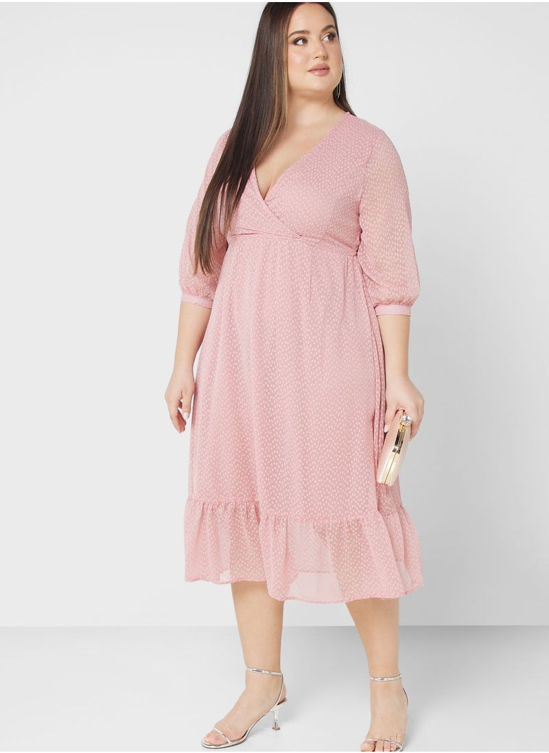 Ella Plus - Textured Detail Fit & Flare Dress - Image 1