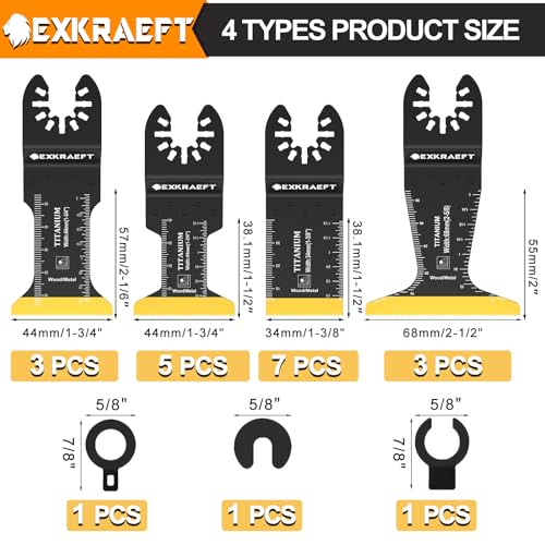 EXKRAEFT 18 PCS Titanium Oscillating Tool Blade, Professional Universal Multitool Blades for Wood Plastic Metal, Multi Tool Blades Kits Fit Dewalt Milwaukee Ryobi Rockwell Fein - Image 2