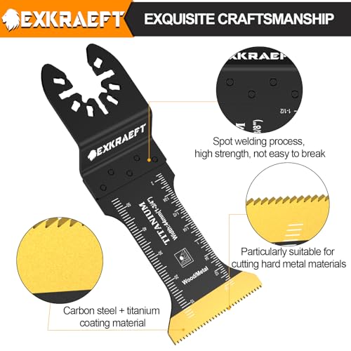 EXKRAEFT 18 PCS Titanium Oscillating Tool Blade, Professional Universal Multitool Blades for Wood Plastic Metal, Multi Tool Blades Kits Fit Dewalt Milwaukee Ryobi Rockwell Fein - Image 5