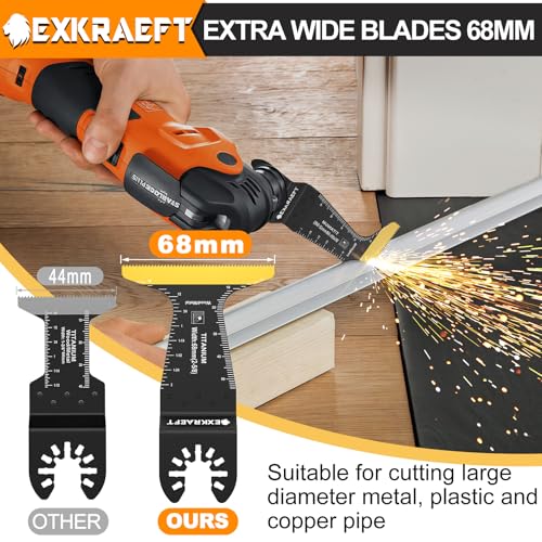 EXKRAEFT 18 PCS Titanium Oscillating Tool Blade, Professional Universal Multitool Blades for Wood Plastic Metal, Multi Tool Blades Kits Fit Dewalt Milwaukee Ryobi Rockwell Fein - Image 4