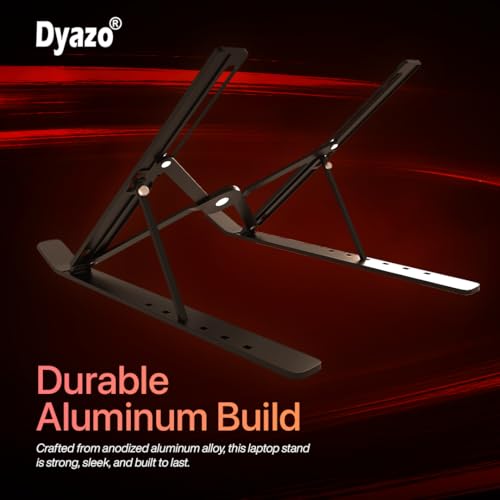Dyazo 6 Angle Foldable & Portable Laptop Riser Stand Made with Aluminum Alloy |Compatible for Dell, Mac Book Air/Pro, Lenovo Acer Hp Asus & Other Laptop from 11.6 inch to 15.6 Inches- Black - Image 3