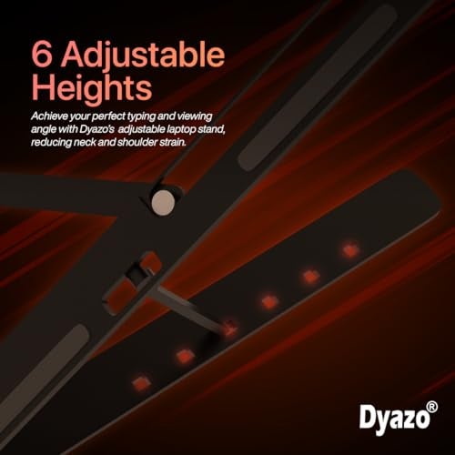 Dyazo 6 Angle Foldable & Portable Laptop Riser Stand Made with Aluminum Alloy |Compatible for Dell, Mac Book Air/Pro, Lenovo Acer Hp Asus & Other Laptop from 11.6 inch to 15.6 Inches- Black - Image 2