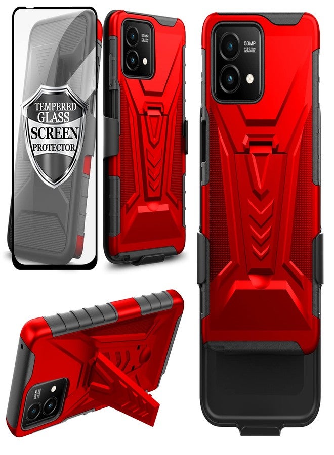 Ailiber for Motorola Moto G Stylus 2023 5G Phone Case, Holster with Screen Protector, Swivel Belt Clip Kickstand, Heavy Duty Full Body Shockproof Phone Cover for Moto G Stylus 5G 2023[Not fit 4G]-Red - Image 1