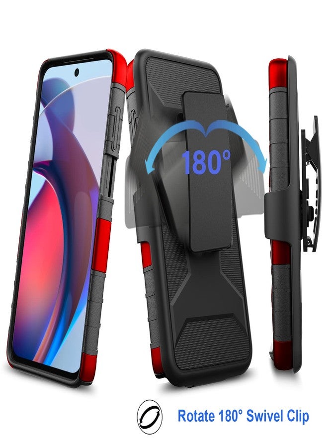 Ailiber for Motorola Moto G Stylus 2023 5G Phone Case, Holster with Screen Protector, Swivel Belt Clip Kickstand, Heavy Duty Full Body Shockproof Phone Cover for Moto G Stylus 5G 2023[Not fit 4G]-Red - Image 4