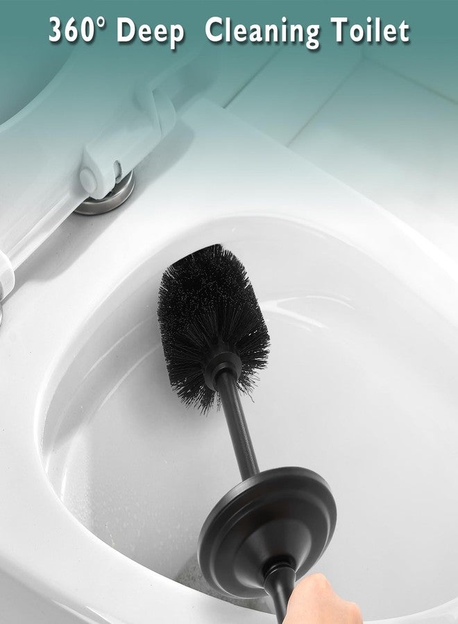 Hioflyme Stainless Steel Toilet Brush and Holder,Toilet Bowl Brush with Long Handle for Bathroom,Toilet Brushes-Space Saving,Covered Brush, Durable, Deep Cleaning,Splash Resistant (Black) - Image 2