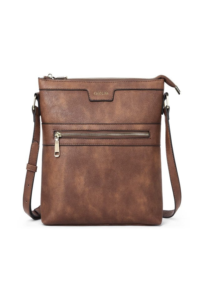 CHOLISS Crossbody Bags for Women, Purses for Women Handbags with Vegan Leather, Travel Purse Over Shoulder Bag, Medium - Brown, Medium, Crossbody Purses for Women - Image 1