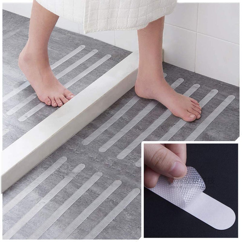 HomeDejavu NO 24 PCS Non-Slip Strip Stickers, Bathtub Shower Safety Strips, Self Adhesive Sticking Pads Anti Slip Grip Stickers Bathtub Flooring Safety Tape Bath Mat, Transparent 2 * 38cm - Image 5