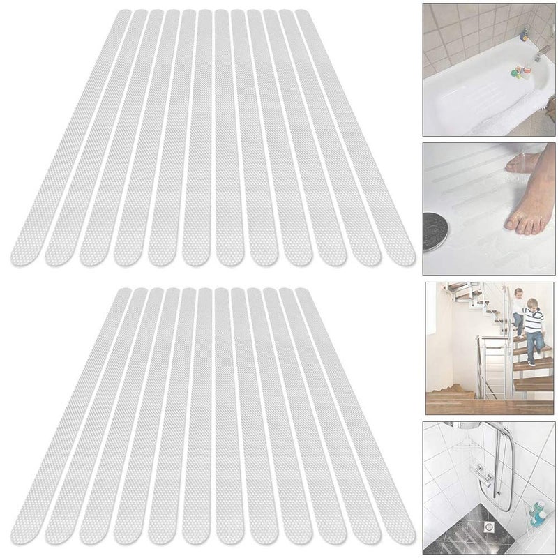 HomeDejavu NO 24 PCS Non-Slip Strip Stickers, Bathtub Shower Safety Strips, Self Adhesive Sticking Pads Anti Slip Grip Stickers Bathtub Flooring Safety Tape Bath Mat, Transparent 2 * 38cm - Image 1