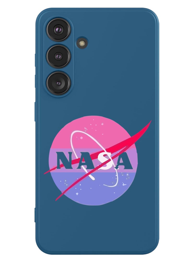 Theodor Protective Slim Fit Case Liquid Silicone Cover with Full Body Protection Anti-Scratch Shockproof Case For Samsung Galaxy S24 (Blue) - Nasa - Image 1