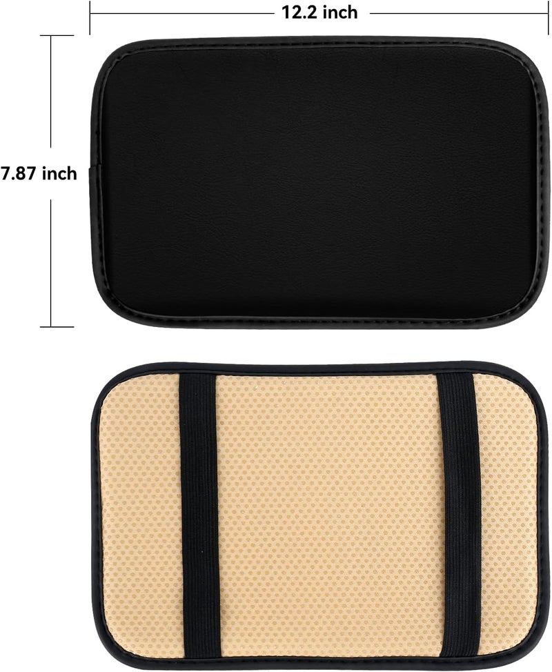 amiss Auto Center Console Pad, PU Leather Car Armrest Seat Box Cover Protector, Universal Waterproof Non Slip Soft Center Console Armrest Pad for Most Vehicle, SUV, Truck, Car (Black) - Image 2