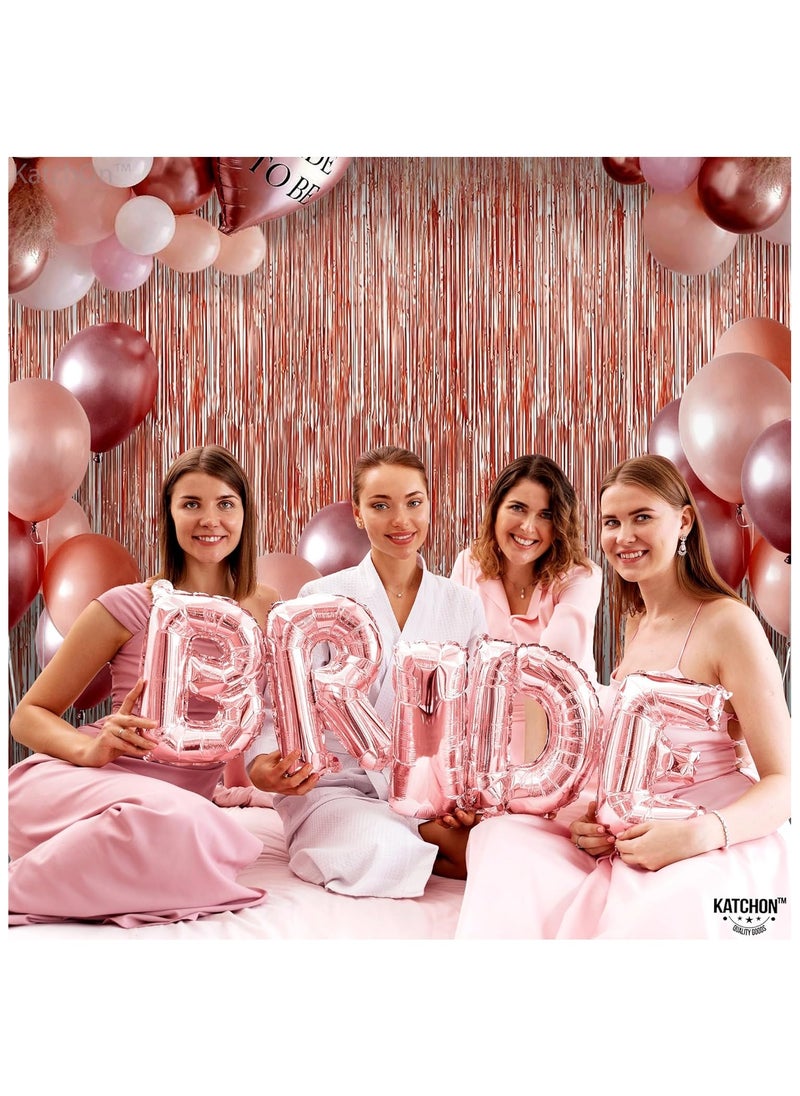 KATCHON - Rose gold Foil Fringe Curtain - 3.2x8 Feet Pack of 1 For Birthday Party Decorations | Rose Gold Birthday Party Decorations | Rose Gold Fringe For Eid Decoration - Image 1