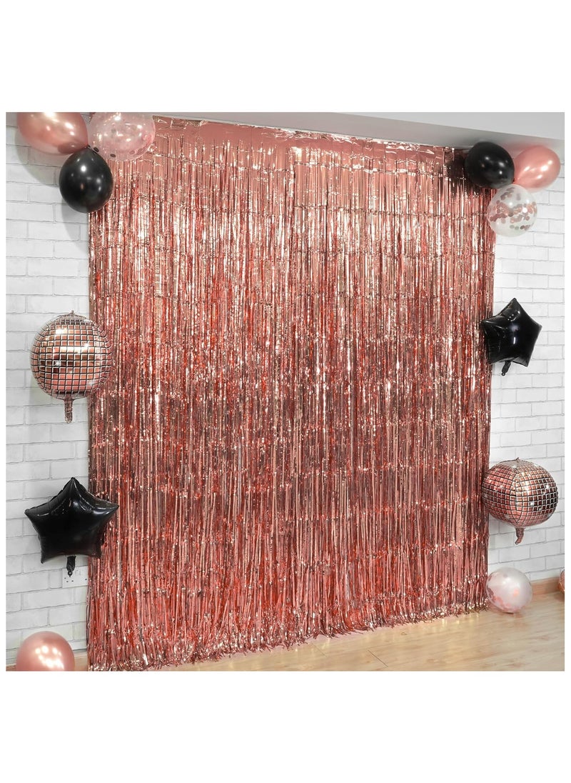 KATCHON - Rose gold Foil Fringe Curtain - 3.2x8 Feet Pack of 1 For Birthday Party Decorations | Rose Gold Birthday Party Decorations | Rose Gold Fringe For Eid Decoration - Image 1