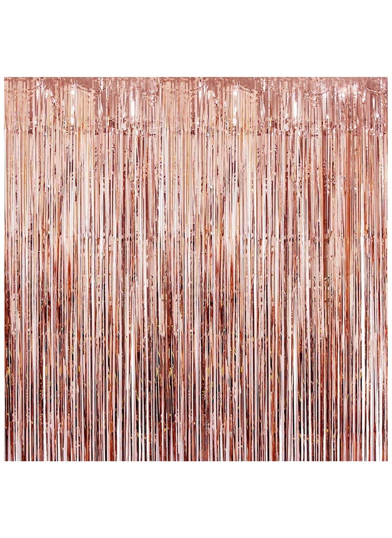KATCHON - Rose gold Foil Fringe Curtain - 3.2x8 Feet Pack of 1 For Birthday Party Decorations | Rose Gold Birthday Party Decorations | Rose Gold Fringe For Eid Decoration - Image 1