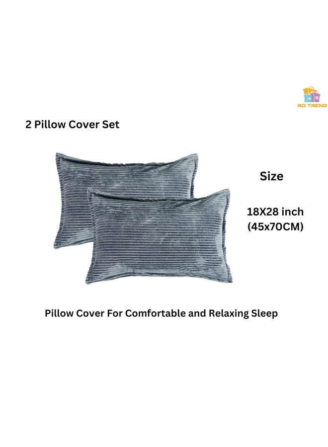 RD TREND 190 GSM Warm Flannel Elastic Fitted Striped bedsheets for Winter King Size(78X72X8 Inch) with 2 Pillow Cover Size 18x28 Inches, Color-Grey, Striped - Image 4