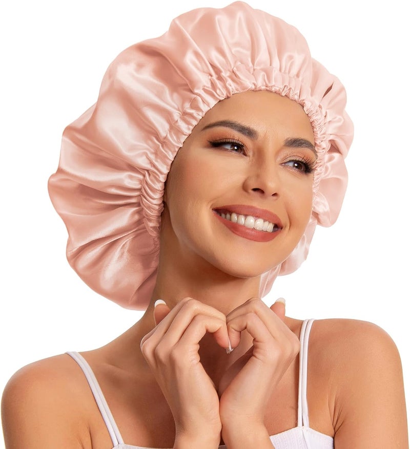 Edoneery Women's Satin Silk Hair Cap for Natural Hair, Peach Beige, One size - Image 1