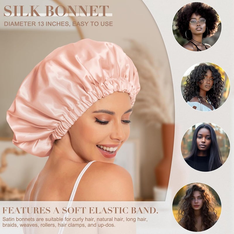 Edoneery Women's Satin Silk Hair Cap for Natural Hair, Peach Beige, One size - Image 3