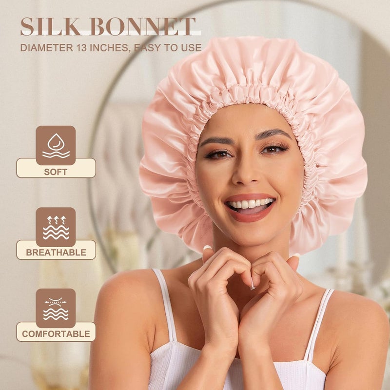 Edoneery Women's Satin Silk Hair Cap for Natural Hair, Peach Beige, One size - Image 2