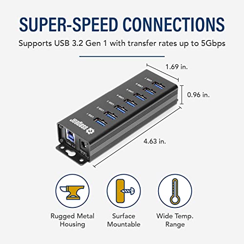 USBGear 7-Port USB 3.2 Gen 1 Charging and SuperSpeed Mountable Data Hub - Image 2