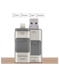 ماركة غير محددة محركات أقراص القلم 3 في 1 OTG USB 3.0 لأجهزة iPhone/iPad/Android/PC (256 جيجابايت، فضي)  - Image 3