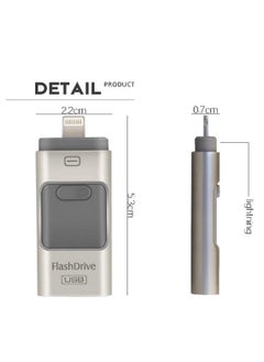 ماركة غير محددة محركات أقراص القلم 3 في 1 OTG USB 3.0 لأجهزة iPhone/iPad/Android/PC (256 جيجابايت، فضي)  - Image 2