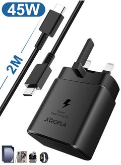 Xoopla 45W Type C Super Fast Charger for Samsung Phone,PD 3.0 USB C Charger Compatible for Samsung Galaxy S24 23 Series/Z Fold 6 5  /Z Flip 6 /Galaxy Tab S9 and More Android Cell Phone,Travel Charger Adapter with 6.6FT 5A Data Cable UK Plug  - Image 1