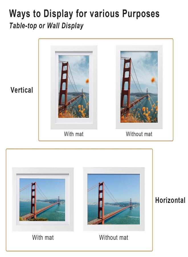 KINLINK 5x7 Picture Frame White Set of 6, Wooden Photo Frames Matted 4x6 with Plexiglass for 4x6 with Mat or 5x7 without Mat for Table and Wall Display - Image 3