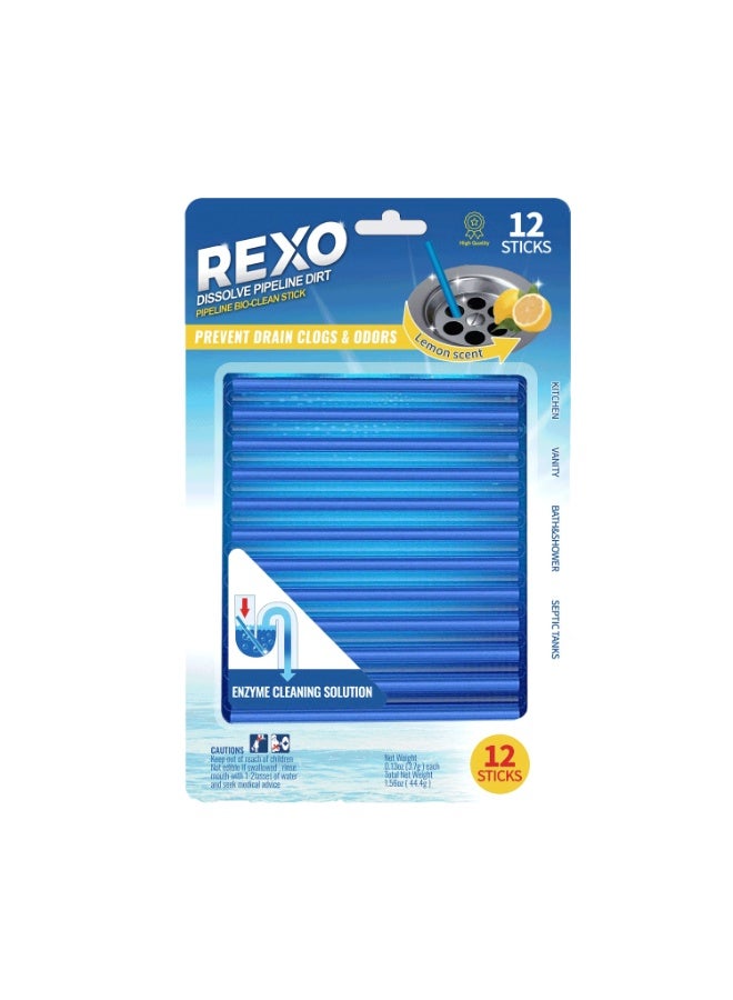 REXO Drain Cleaning Sticks for Kitchen & Bathroom – 12 Scented Pieces for Odor Removal & Clog Prevention - Image 5