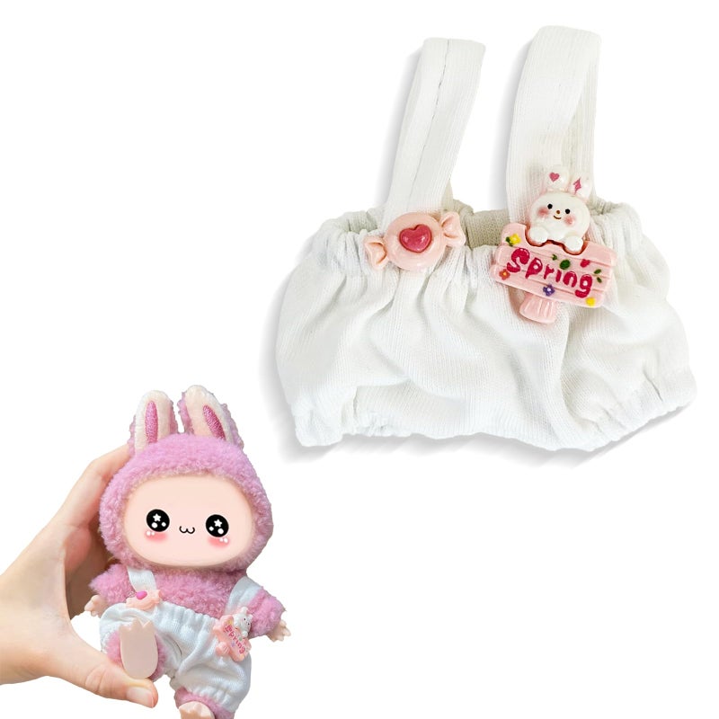 XXEDSPTY Doll Clothes 17cm Adjustable Overalls Hat Set Kawaii Fashion Outfit for SittingStanding Dolls No Doll Included E01 - Image 2